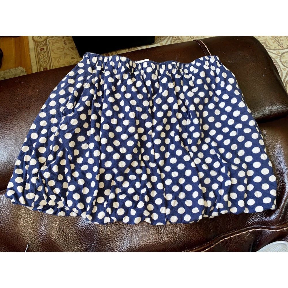 CREWCUT J Crew Navy BLUE/WHITE‎ POLKA DOT BUBBLE SKIRT W/ LINING Sz 8 Pockets